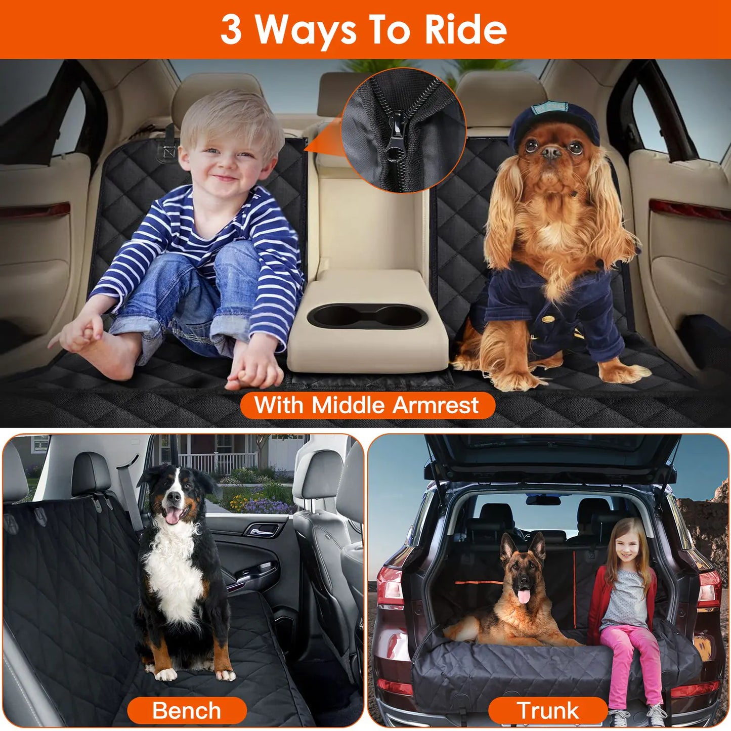 Dog Car Seat Cover with Seat Belt