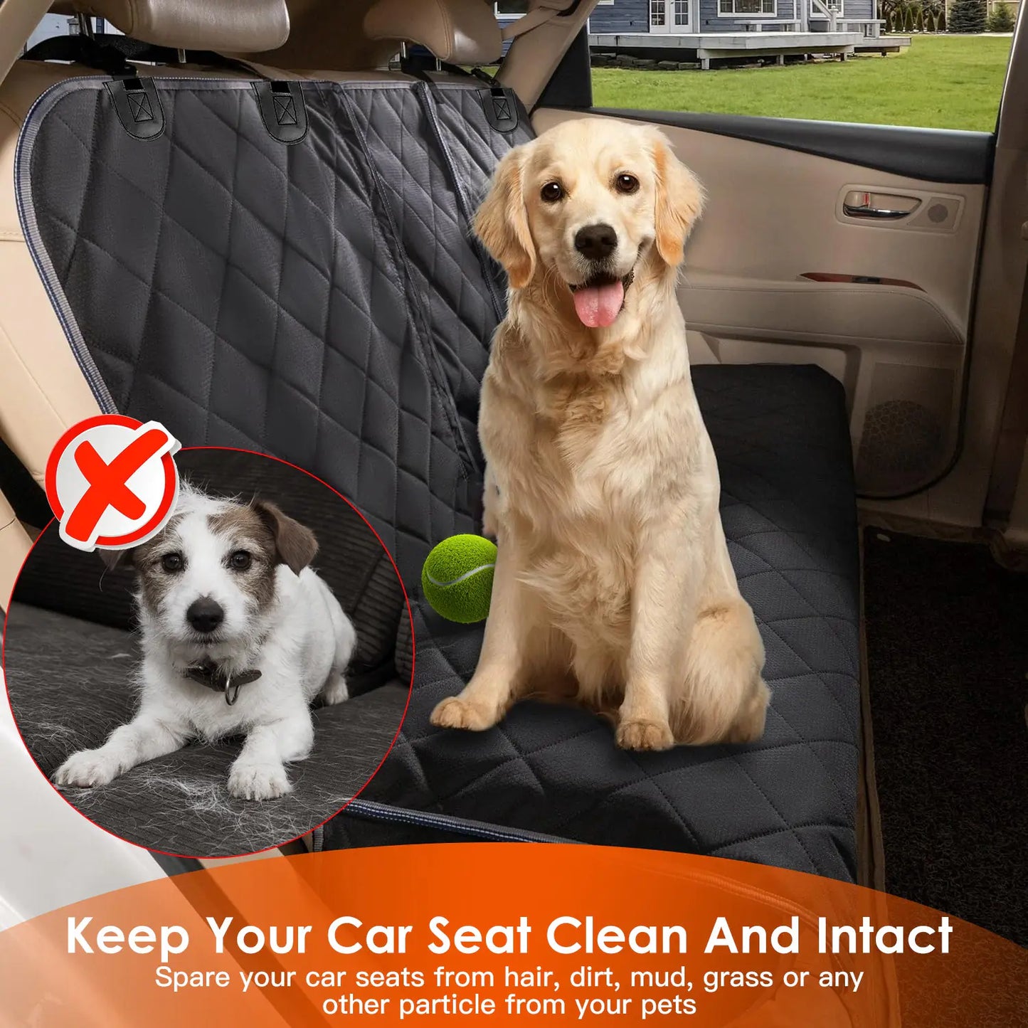 Dog Car Seat Cover with Seat Belt