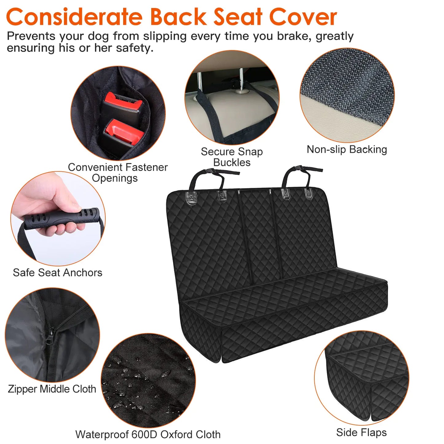 Dog Car Seat Cover with Seat Belt