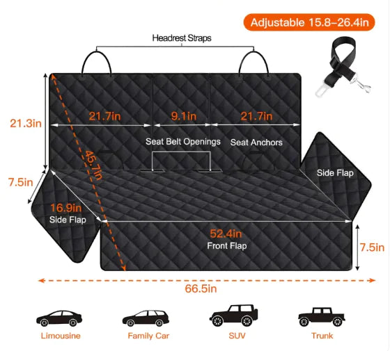 Dog Car Seat Cover with Seat Belt