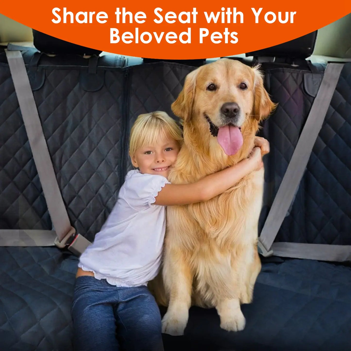 Dog Car Seat Cover with Seat Belt